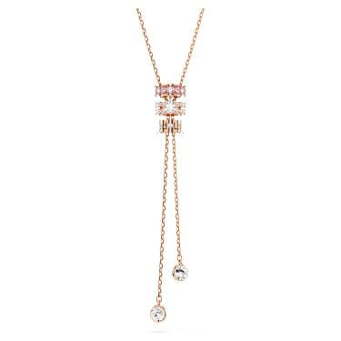 Connexus Y pendant, Mixed cuts, `Love is around`, Pink, Rose gold